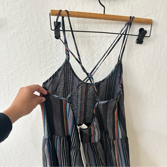 Outerknown Cielo Black Gray Blue Stripe Organic Cotton Babydoll Dress XS - Picture 6 of 8